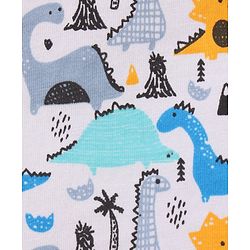 Babyhug Full Sleeves Tee Dino Print Pack of 3  - Teal White - 6-9m White