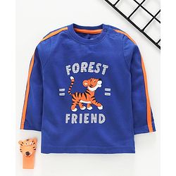 Babyhug Full Sleeves Tee Tiger Print - Blue