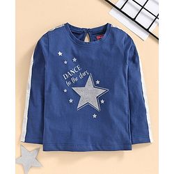 Babyhug Full Sleeves Glitter Embellished Top - Blue