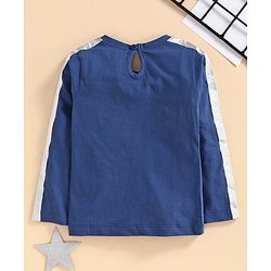 Babyhug Full Sleeves Glitter Embellished Top - Blue
