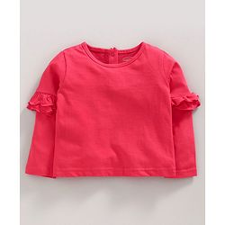 Babyhug Dungaree Style Romper with Full Sleeves Inner Tee Unicorn Print - Pink