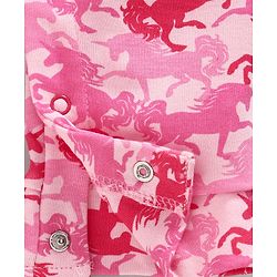 Babyhug Dungaree Style Romper with Full Sleeves Inner Tee Unicorn Print - Pink