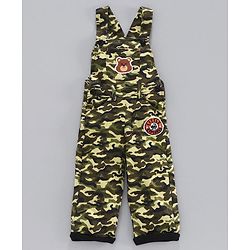 Babyhug Dungaree with Inner Tee Camouflage Print - Green Grey