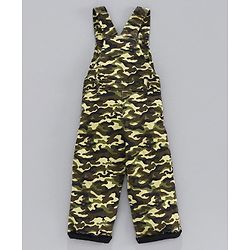 Babyhug Dungaree with Inner Tee Camouflage Print - Green Grey