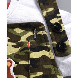 Babyhug Dungaree with Inner Tee Camouflage Print - Green Grey