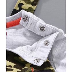 Babyhug Dungaree with Inner Tee Camouflage Print - Green Grey