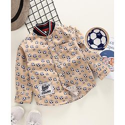 Babyhug Full Sleeves Shirt Football Print - Brown