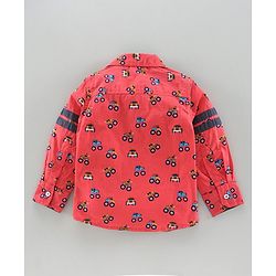 Babyhug Full Sleeves Shirt Allover Vehicle Print - Coral