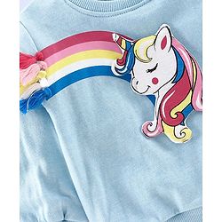 Babyhug Full Sleeves Sweatshirt Unicorn Print - Blue