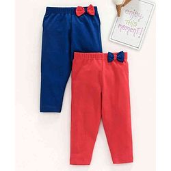 Babyhug Full Length Solid Leggings Pack of 2  - Red Navy