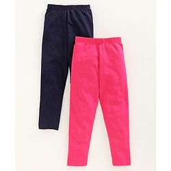 Babyhug Full Length Solid  Leggings Pack of 2  - Navy Blue Red
