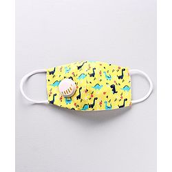 Babyhug 2 to 4 Years Printed Face Mask with Carbon Filter and Breathing Valve Yellow Blue - Pack of 2