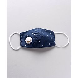 Babyhug 4 to 8 Years Printed Face Mask with Carbon Filter and Breathing Valve Light & Navy Blue - Pack of 2