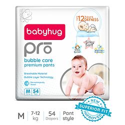 Babyhug Pro Bubble Care Premium Pant Style Diaper Medium (M) Size - 54 Pieces - New & Improved Superior Fit