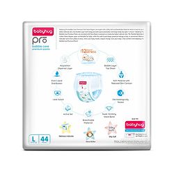 Babyhug Pro Bubble Care Premium Pant Style Diaper Large (L) Size - 44 Pieces - New & Improved Superior Fit