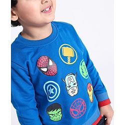 Babyhug Full Sleeves Sweatshirt Super Heros Print - Blue