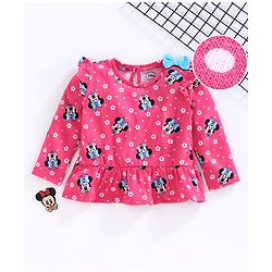 Babyhug Full Sleeves Top Minnie Mouse Print - Pink