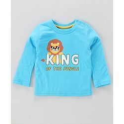 Babyhug Full Sleeves Tee Lion  Print - Blue