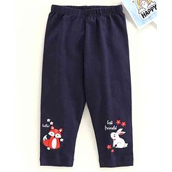 Babyhug Full Length Leggings Fox & Bunny Print -Navy Blue