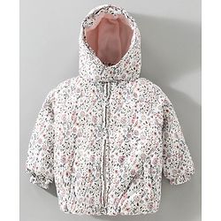 Babyhug Full Sleeves Hooded Jacket Floral Print - Pink