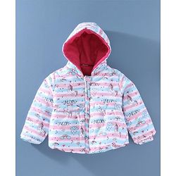 Babyhug Full Sleeves Hooded Padded Winter Jacket Unicorn Print - Pink