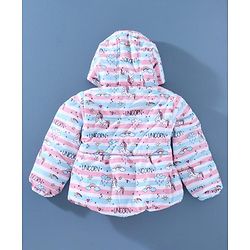 Babyhug Full Sleeves Hooded Padded Winter Jacket Unicorn Print - Pink