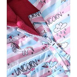 Babyhug Full Sleeves Hooded Padded Winter Jacket Unicorn Print - Pink