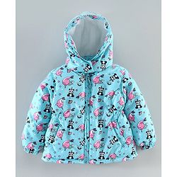 Babyhug Full Sleeves Hooded Sweatshirt Panda Print - Light Blue