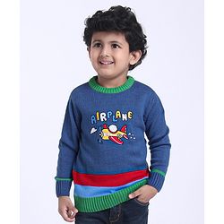 Babyhug Full Sleeves Sweater Airplane Design - Blue