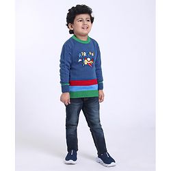 Babyhug Full Sleeves Sweater Airplane Design - Blue