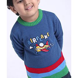 Babyhug Knitted Full Sleeves Sweater Set with Cars Design - Navy Blue main image 1