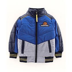Babyhug Full Sleeves Padded Jacket Basketball Patch - Blue White