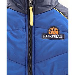 Babyhug Full Sleeves Padded Jacket Basketball Patch - Blue White