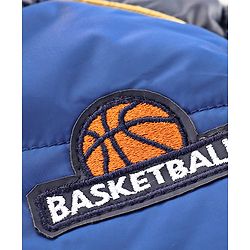 Babyhug Full Sleeves Padded Jacket Basketball Patch - Blue White