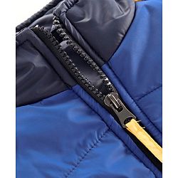 Babyhug Full Sleeves Padded Jacket Basketball Patch - Blue White