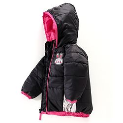 Babyhug  Full Sleeves Color Block Padded Jacket Bunny Patch - Black
