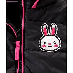 Babyhug  Full Sleeves Color Block Padded Jacket Bunny Patch - Black