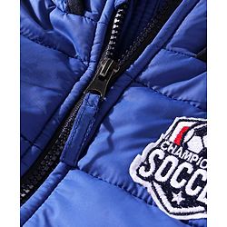 Babyhug Padded Hooded Jacket Soccer Badge - Blue