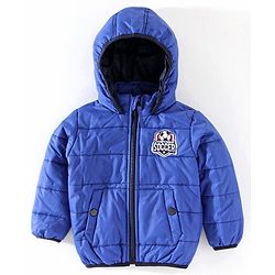 Babyhug Padded Hooded Jacket Soccer Badge - Blue