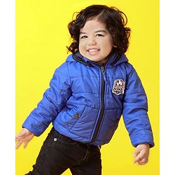 Babyhug Padded Hooded Jacket Soccer Badge - Blue