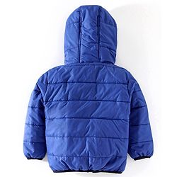 Babyhug Padded Hooded Jacket Soccer Badge - Blue