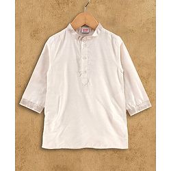 Babyhug Full Sleeves Kurta, Dhoti & Waistcoat - Ivory Gold