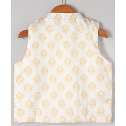 Babyhug Full Sleeves Kurta, Dhoti & Waistcoat - Ivory Gold