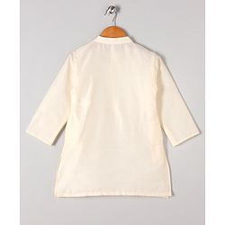 Babyhug Full Sleeves Kurta, Dhoti & Waistcoat - Ivory Gold