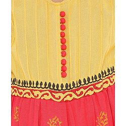 Babyhug Sleeveless Ethnic Jumpsuit Floral Print - Yellow Coral