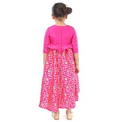 Babyhug Three Fourth Sleeves Long Dress Floral Embroidery - Pink