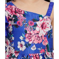 Babyhug Floral Printed Long Dress - Royal Blue