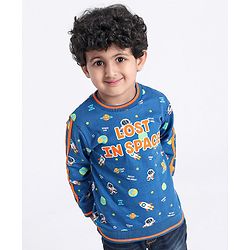 Babyhug Full Sleeves Sweatshirt Space Print - Blue