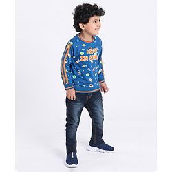 Babyhug Full Sleeves Sweatshirt Space Print - Blue