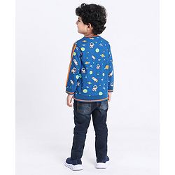 Babyhug Full Sleeves Sweatshirt Space Print - Blue
